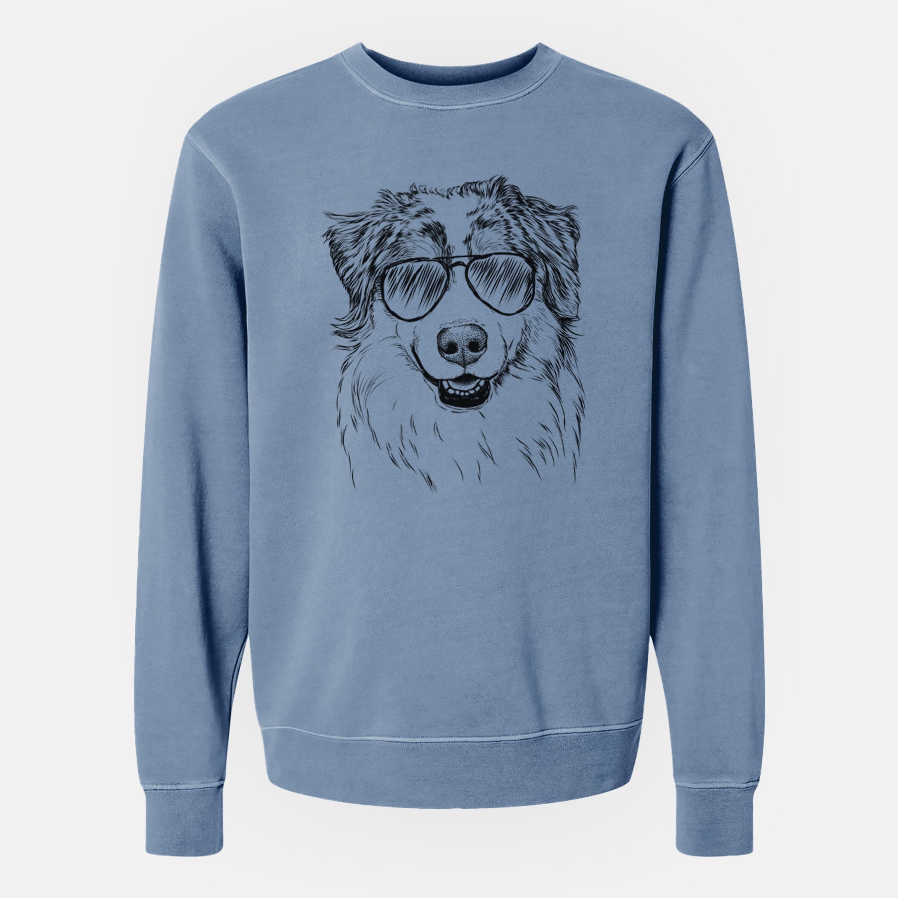 Aviator Aonghus the Australian Shepherd - Unisex Pigment Dyed Crew Sweatshirt