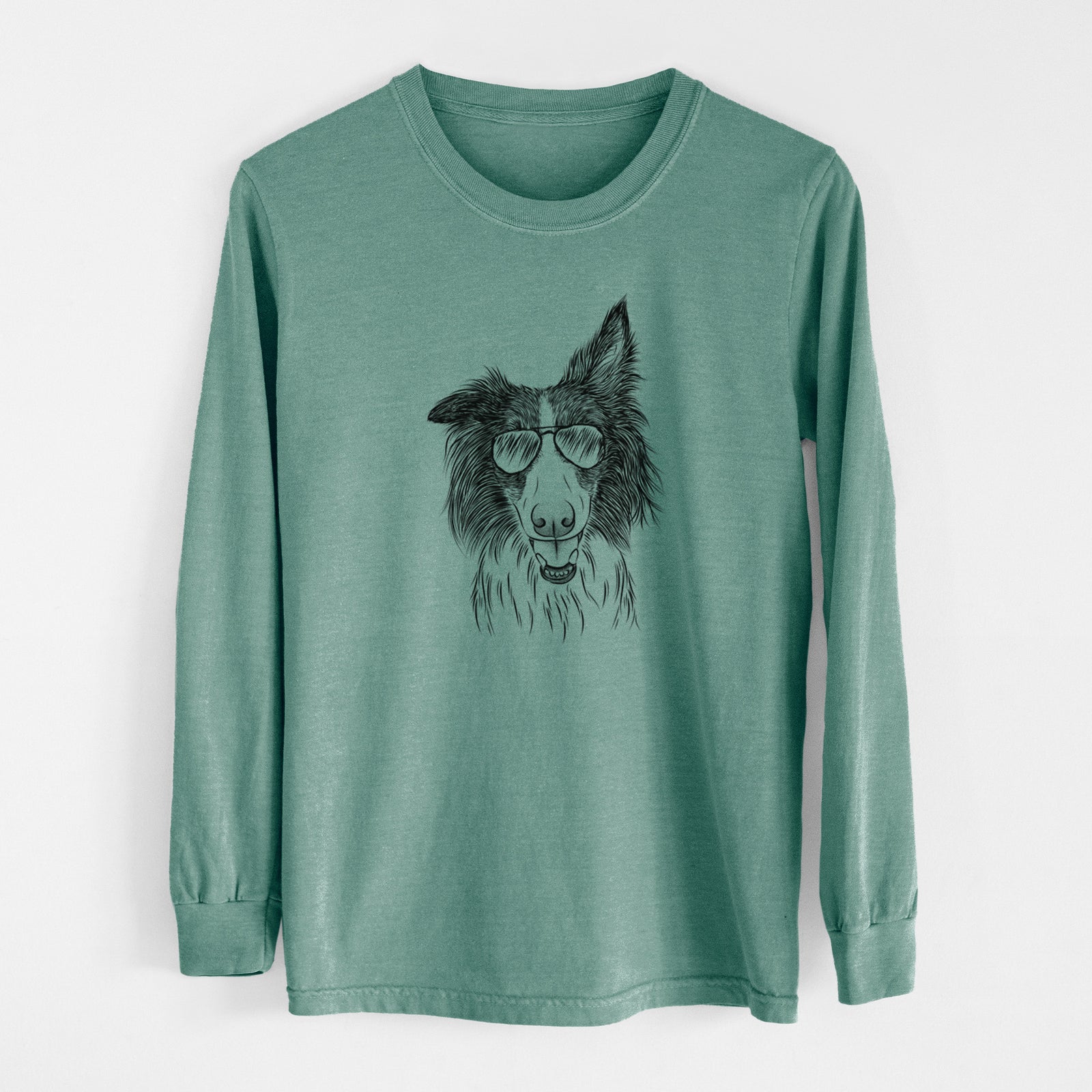 Aviator Archie the Silken Windhound - Men's Heavyweight 100% Cotton Long Sleeve