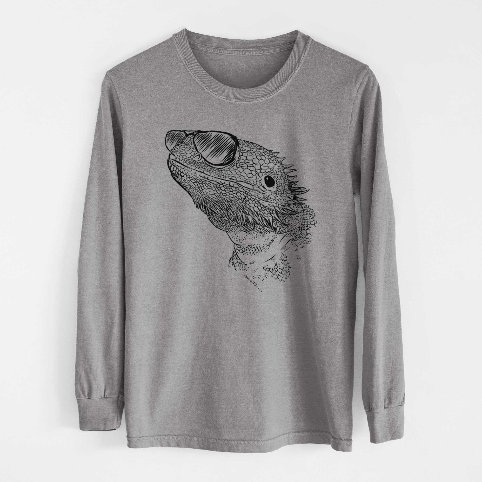 Aviator Ash the Bearded Dragon - Men's Heavyweight 100% Cotton Long Sleeve