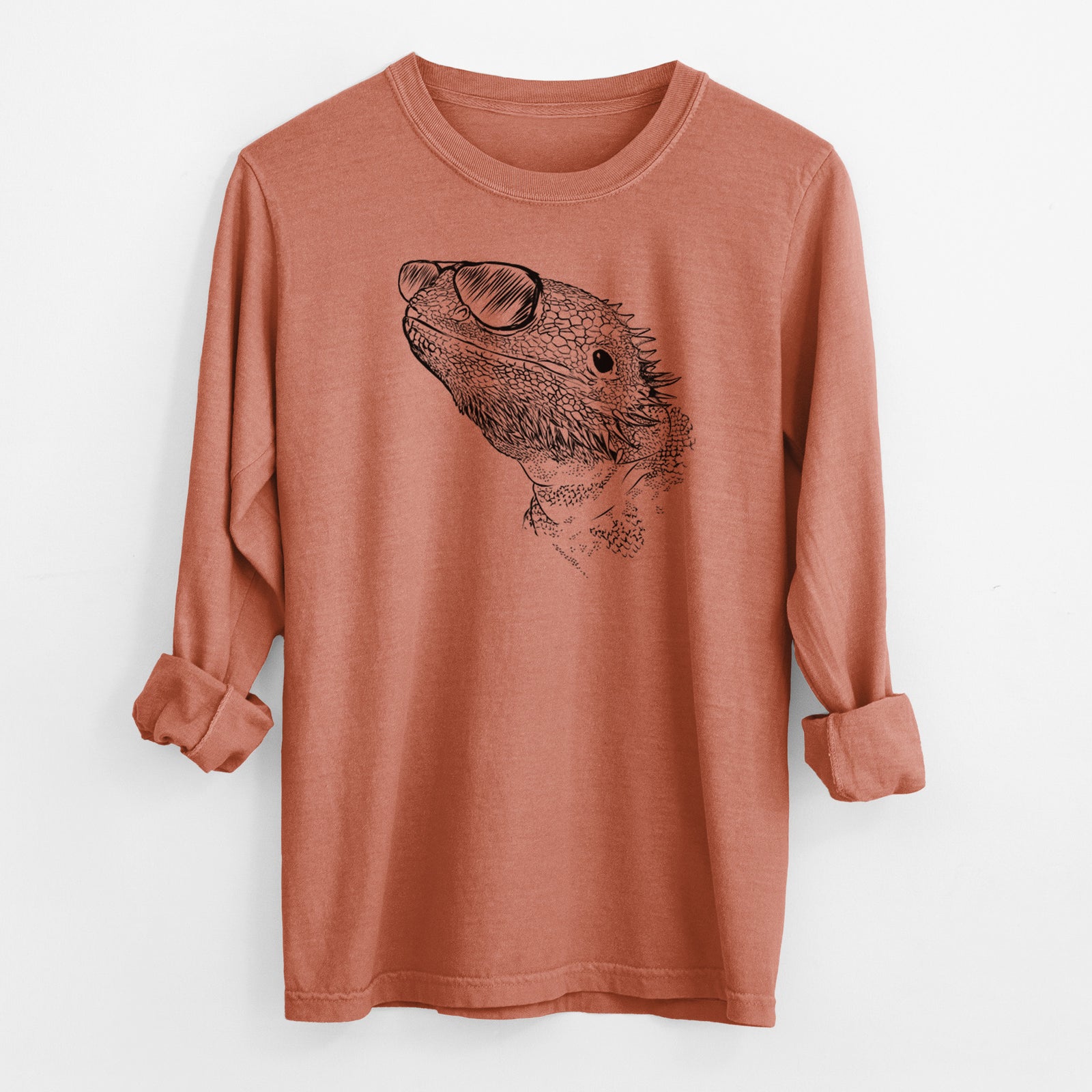 Aviator Ash the Bearded Dragon - Men's Heavyweight 100% Cotton Long Sleeve