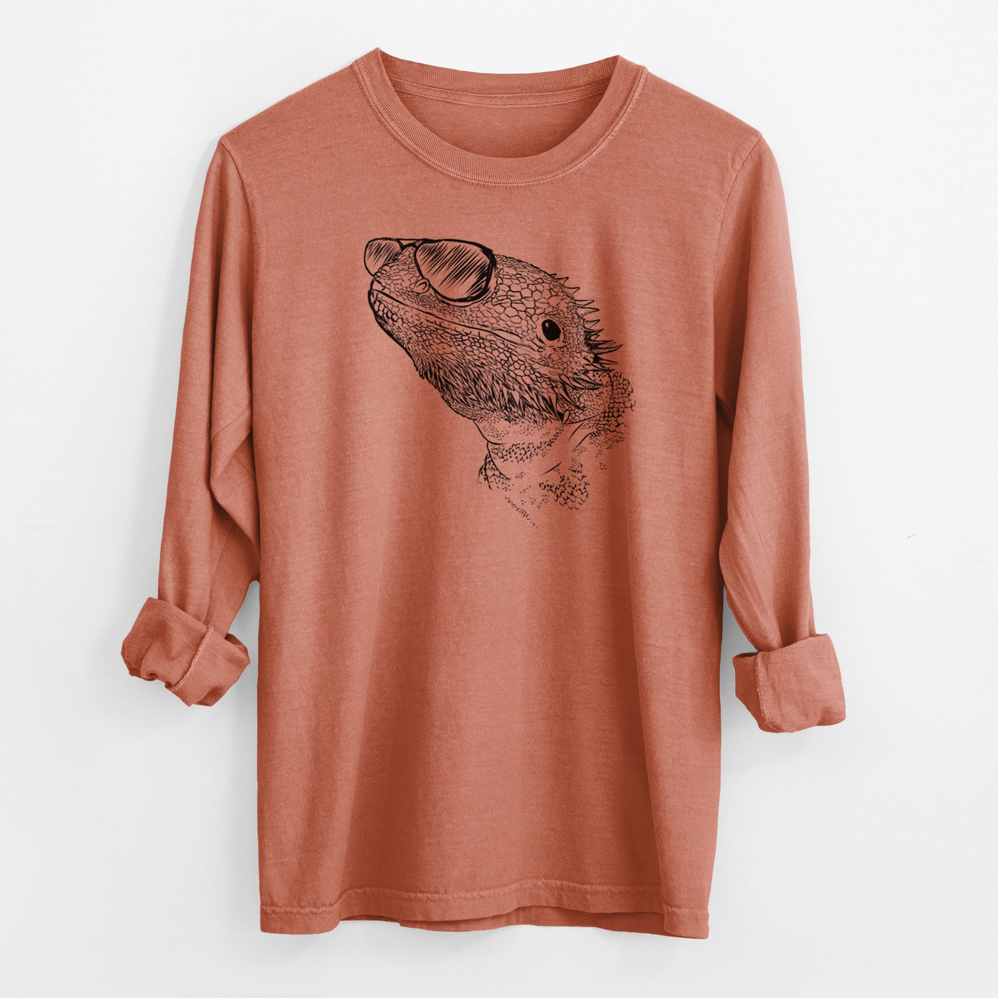 Aviator Ash the Bearded Dragon - Men's Heavyweight 100% Cotton Long Sleeve