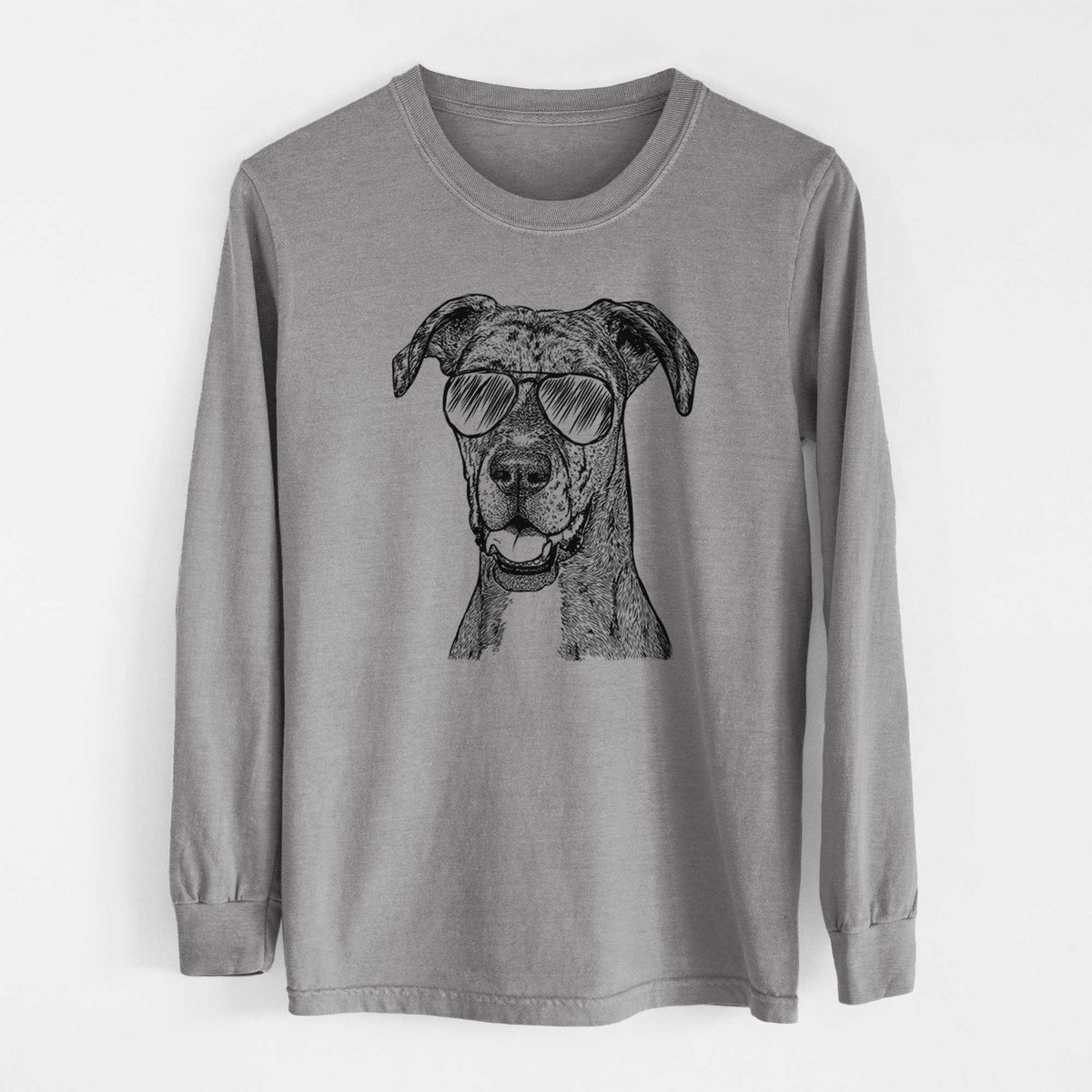 Aviator Athena the Merle Great Dane - Men's Heavyweight 100% Cotton Long Sleeve