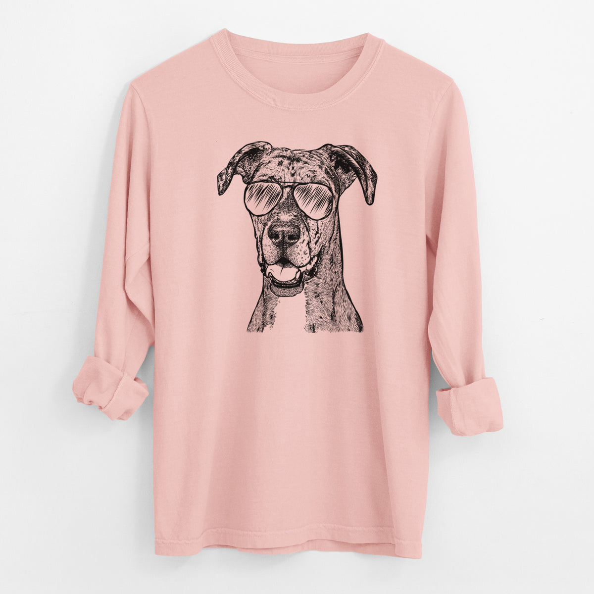Aviator Athena the Merle Great Dane - Men's Heavyweight 100% Cotton Long Sleeve