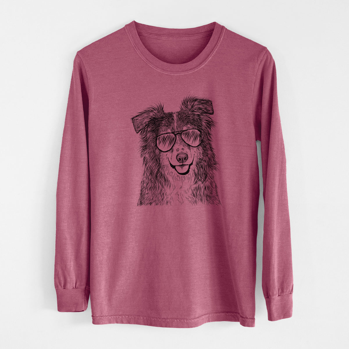 Aviator Aushe the Australian Shepherd - Men's Heavyweight 100% Cotton Long Sleeve
