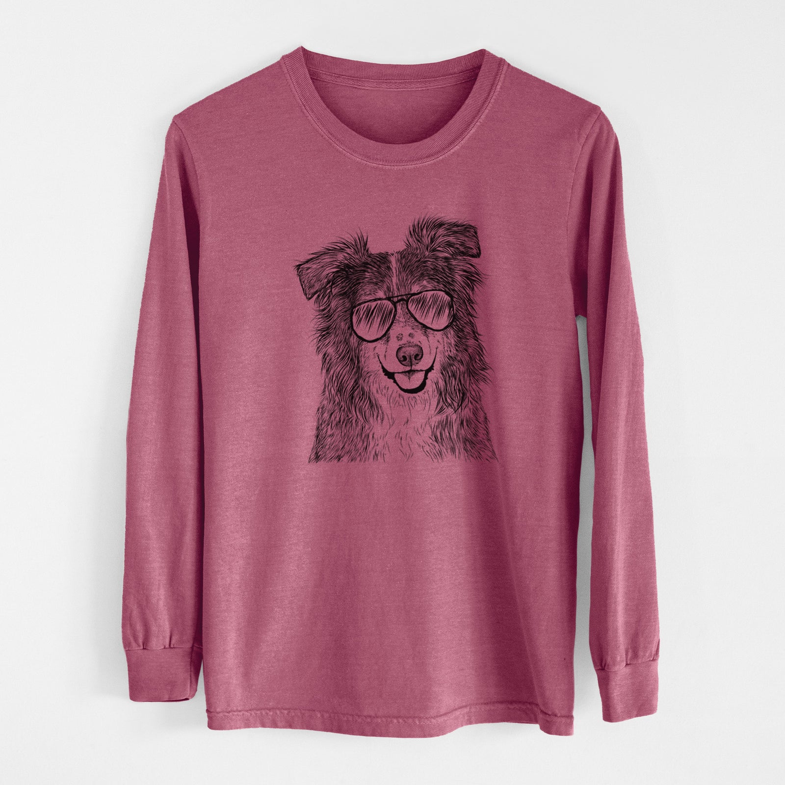 Aviator Aushe the Australian Shepherd - Men's Heavyweight 100% Cotton Long Sleeve
