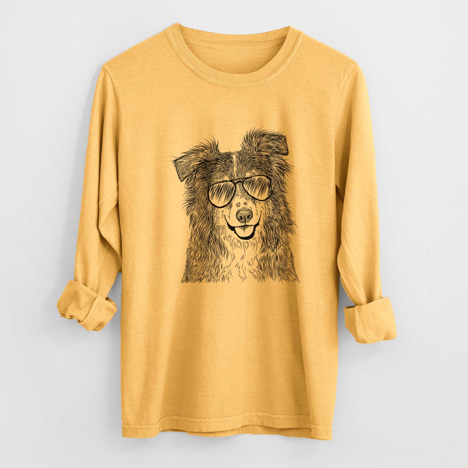 Aviator Aushe the Australian Shepherd - Men's Heavyweight 100% Cotton Long Sleeve