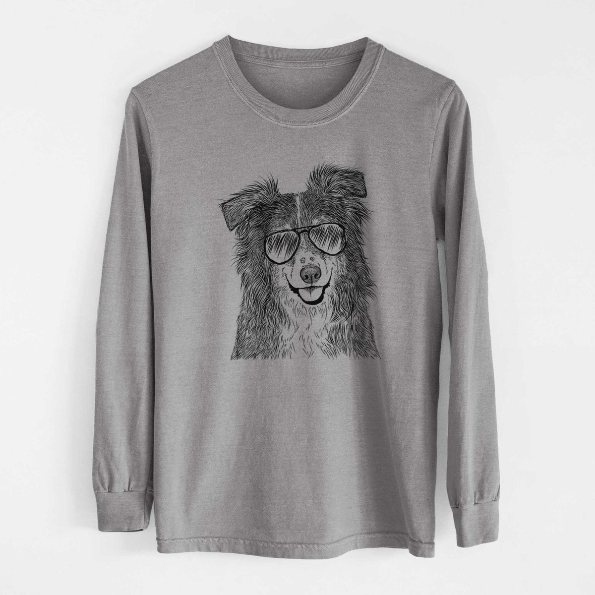 Aviator Aushe the Australian Shepherd - Men's Heavyweight 100% Cotton Long Sleeve