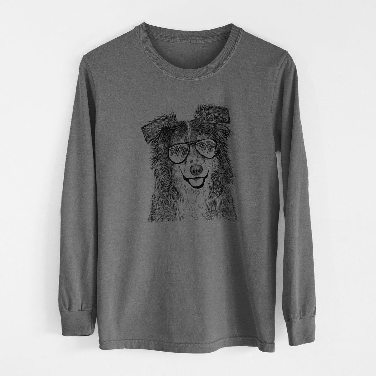 Aviator Aushe the Australian Shepherd - Men's Heavyweight 100% Cotton Long Sleeve