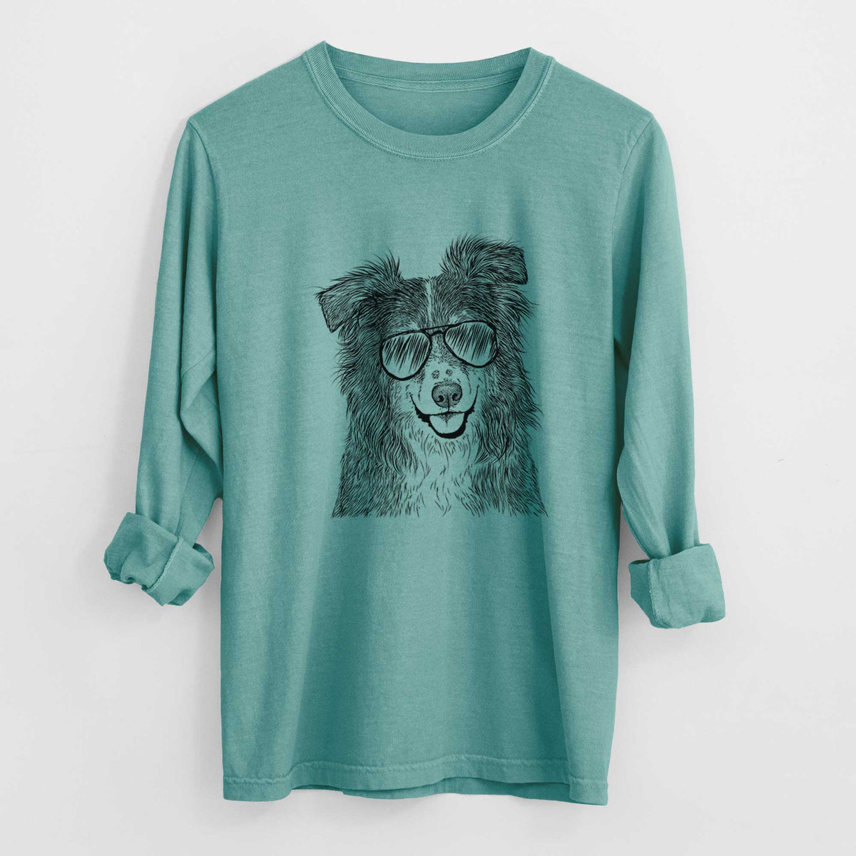 Aviator Aushe the Australian Shepherd - Men's Heavyweight 100% Cotton Long Sleeve