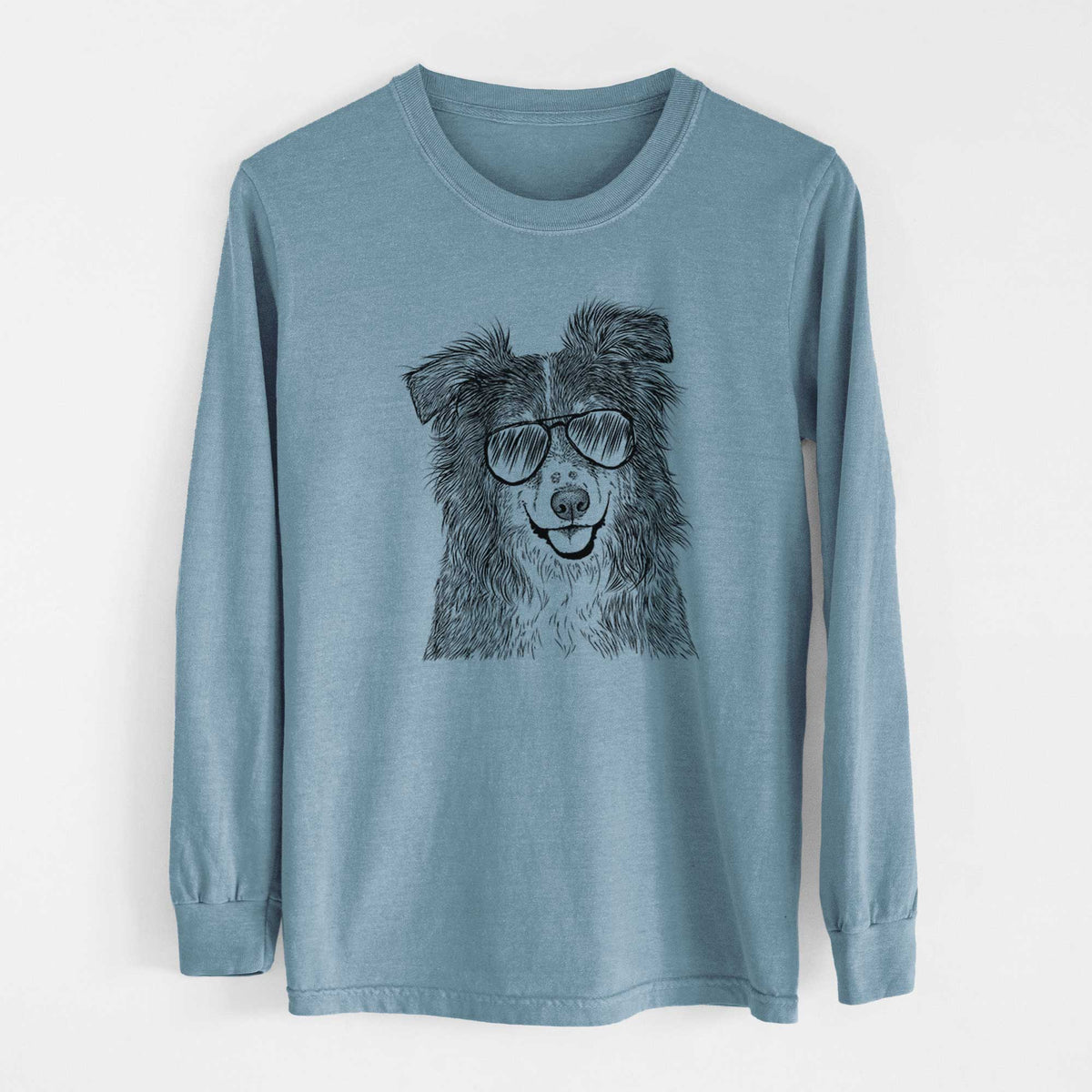 Aviator Aushe the Australian Shepherd - Men's Heavyweight 100% Cotton Long Sleeve