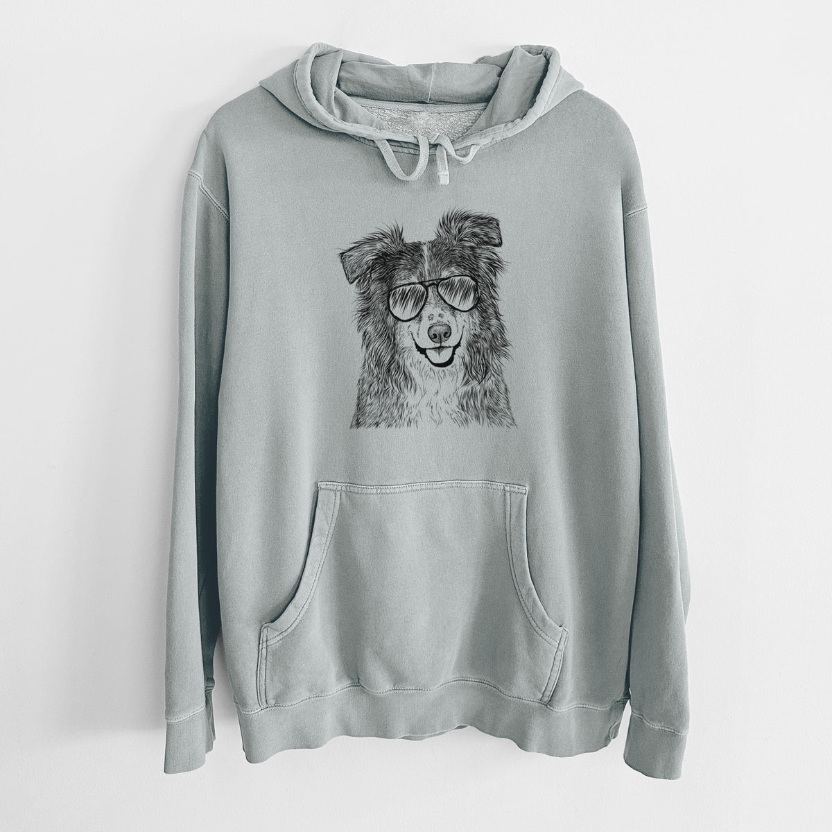 Aviator Aushe the Australian Shepherd - Unisex Pigment Dyed Hoodie