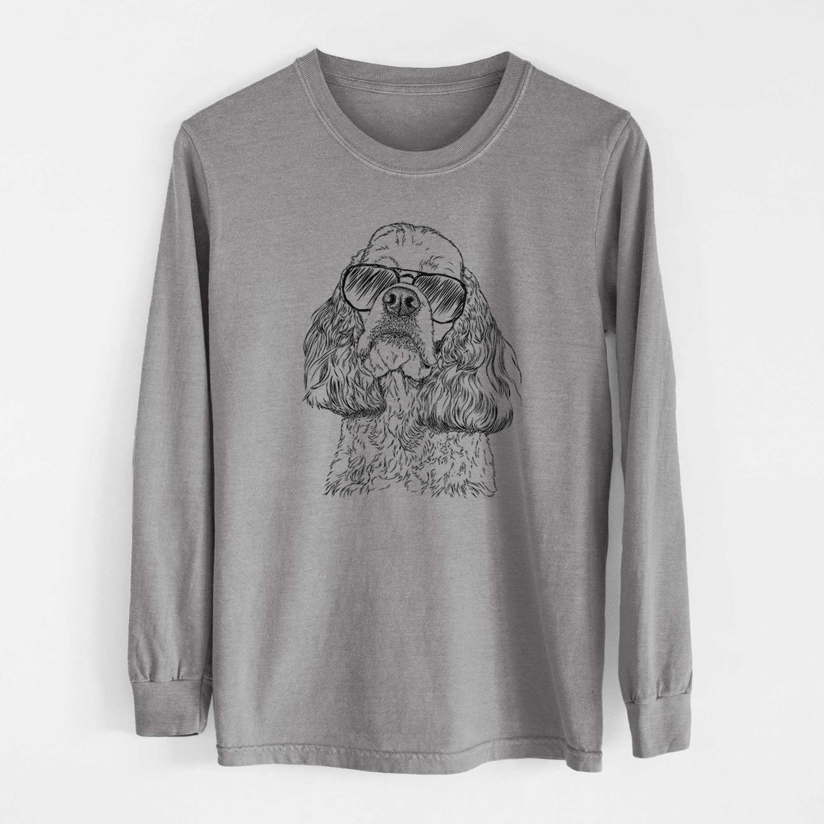 Aviator Bailey the American Cocker Spaniel - Men's Heavyweight 100% Cotton Long Sleeve