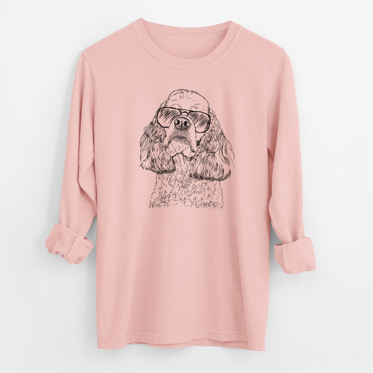 Aviator Bailey the American Cocker Spaniel - Men's Heavyweight 100% Cotton Long Sleeve