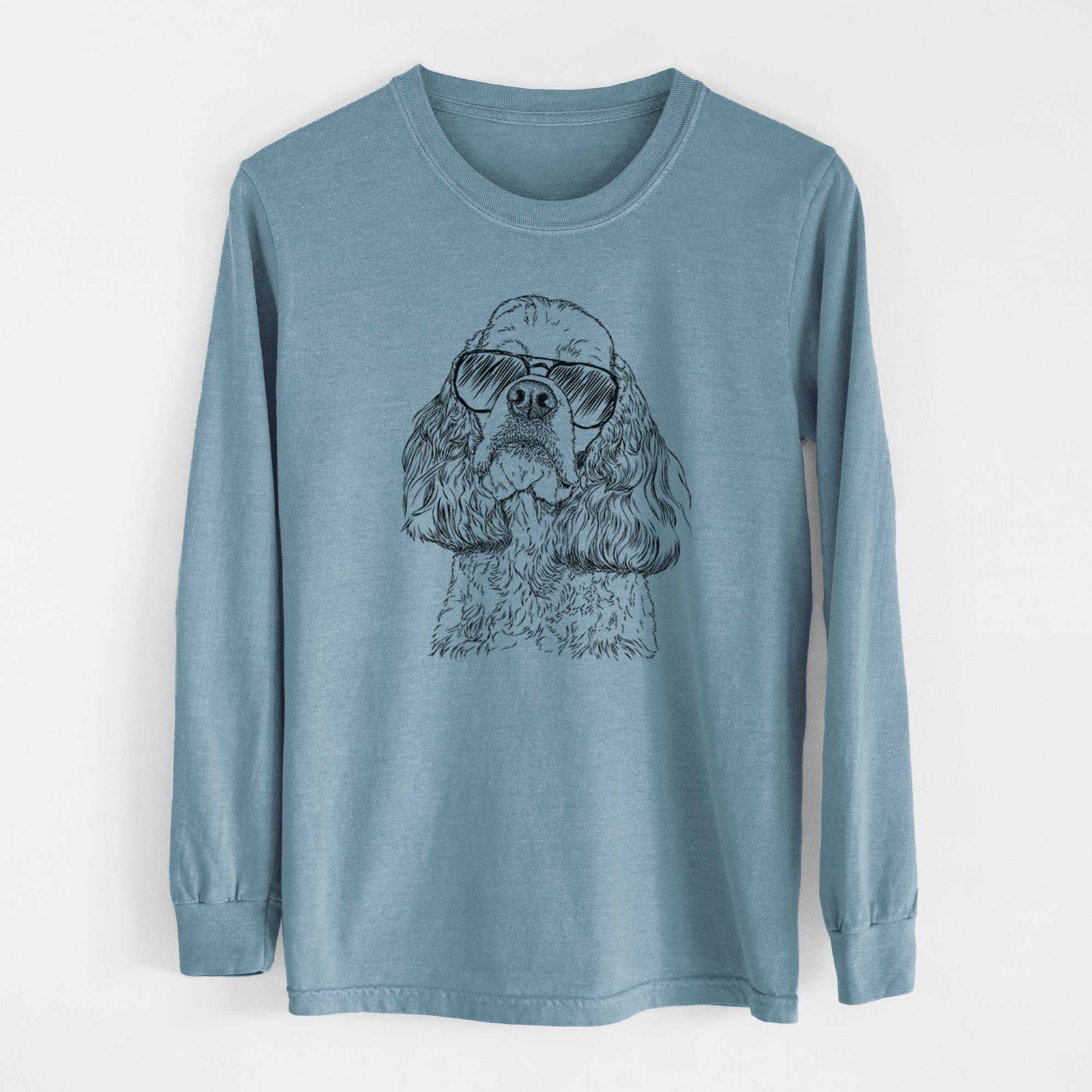 Aviator Bailey the American Cocker Spaniel - Men's Heavyweight 100% Cotton Long Sleeve