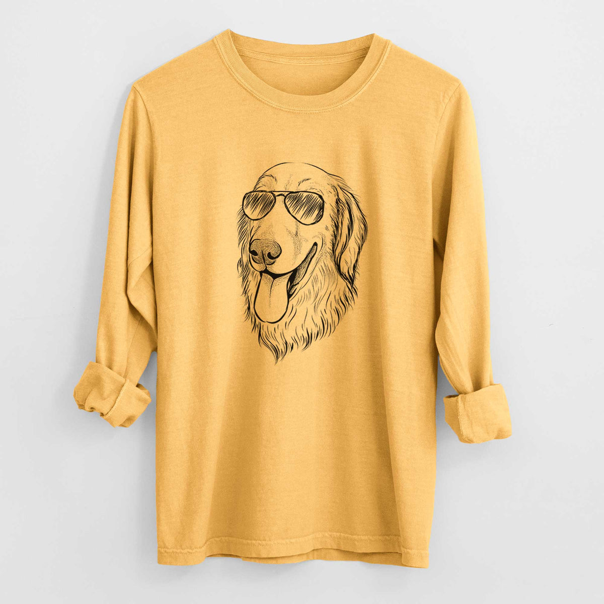 Aviator Bailey the Golden Retriever - Men's Heavyweight 100% Cotton Long Sleeve