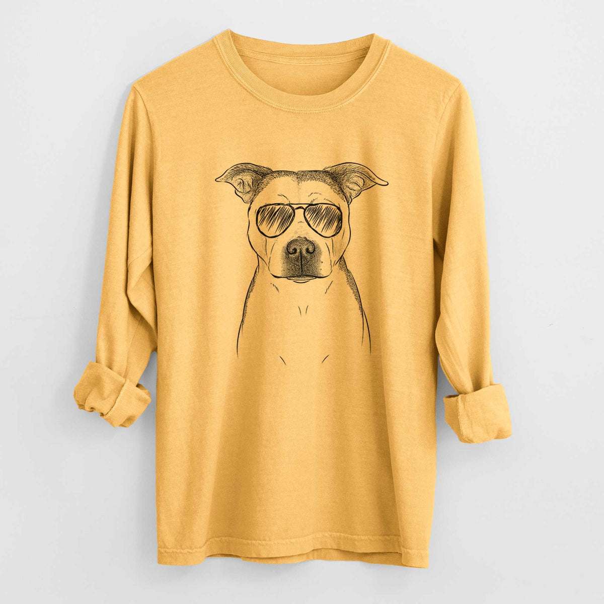 Aviator Bailey the Pitbull - Men's Heavyweight 100% Cotton Long Sleeve