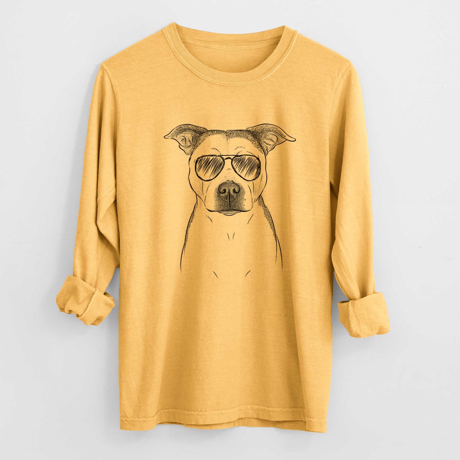 Aviator Bailey the Pitbull - Men's Heavyweight 100% Cotton Long Sleeve