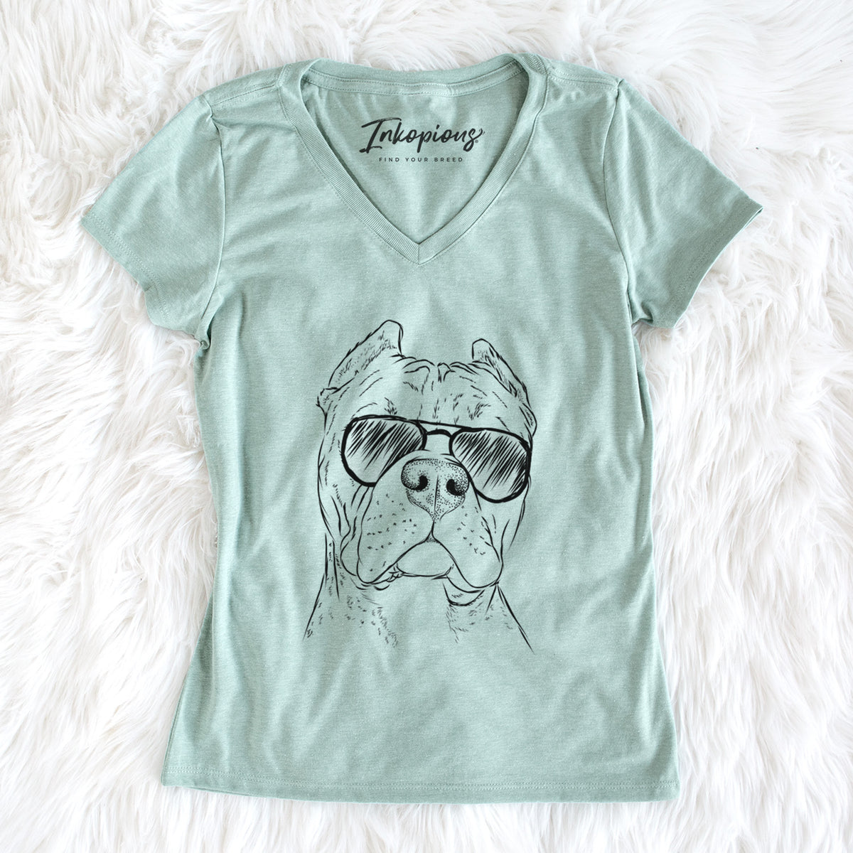 Aviator Bam Bam the Pitbull - Women's V-neck Shirt