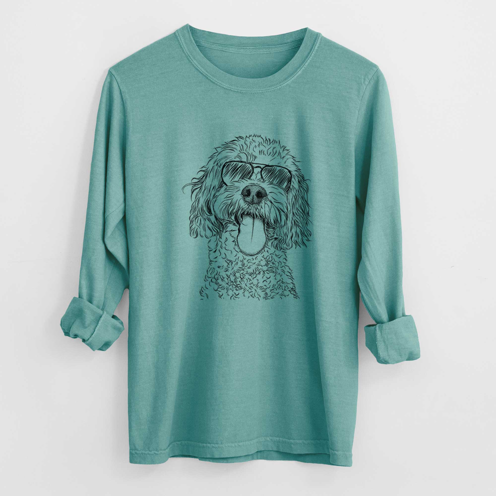 Aviator Barney the Cavachon - Men's Heavyweight 100% Cotton Long Sleeve