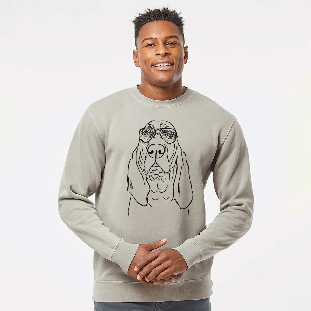 Aviator Baron the Bloodhound - Unisex Pigment Dyed Crew Sweatshirt