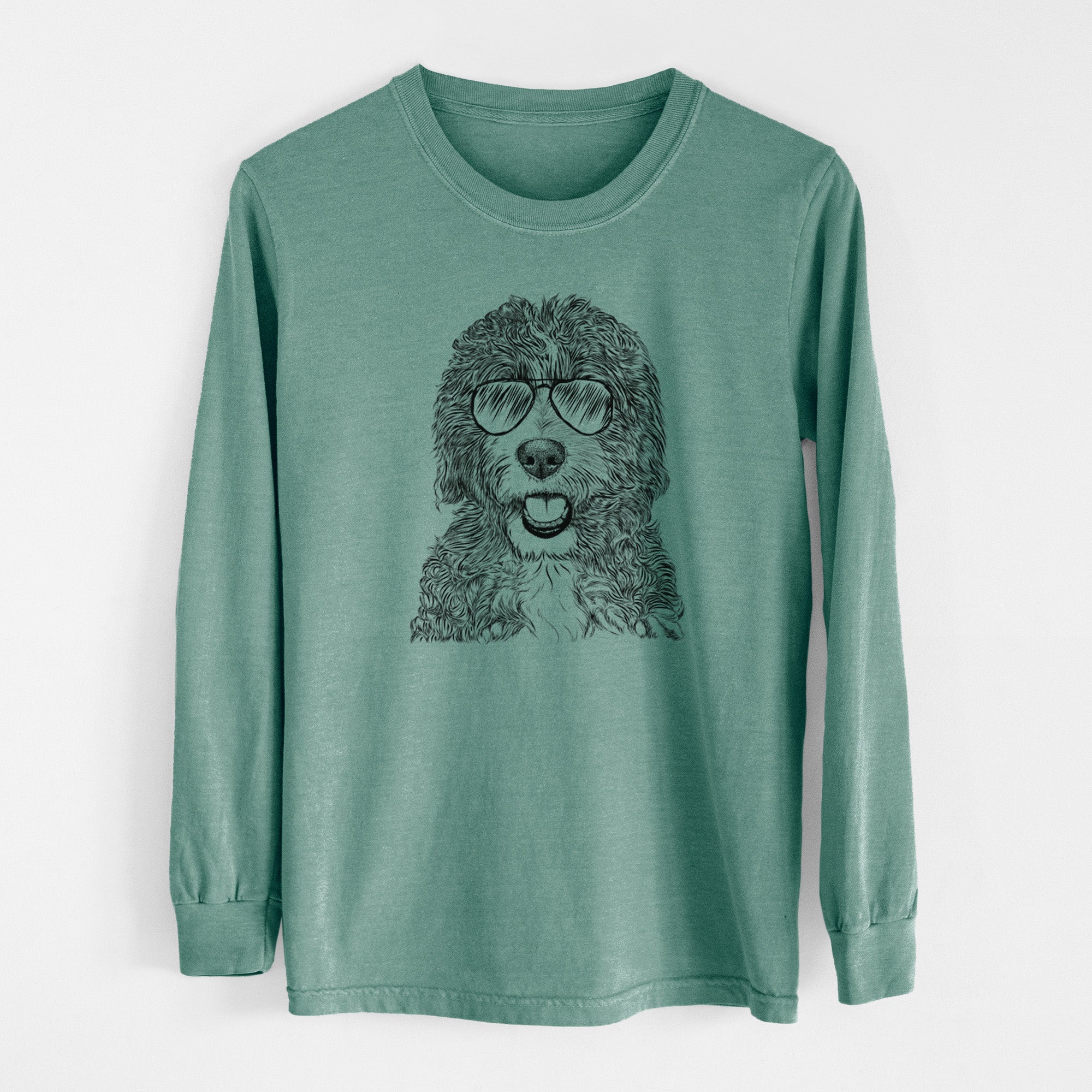 Aviator Bash the Bernedoodle - Men's Heavyweight 100% Cotton Long Sleeve