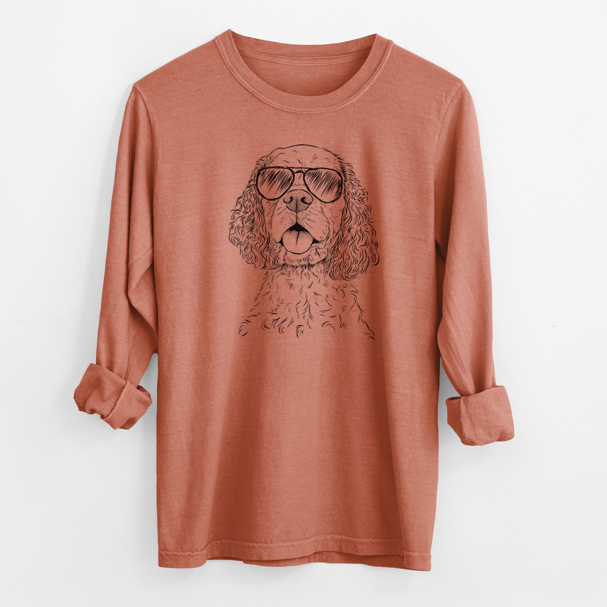 Aviator Baxter the American Cocker Spaniel - Men's Heavyweight 100% Cotton Long Sleeve