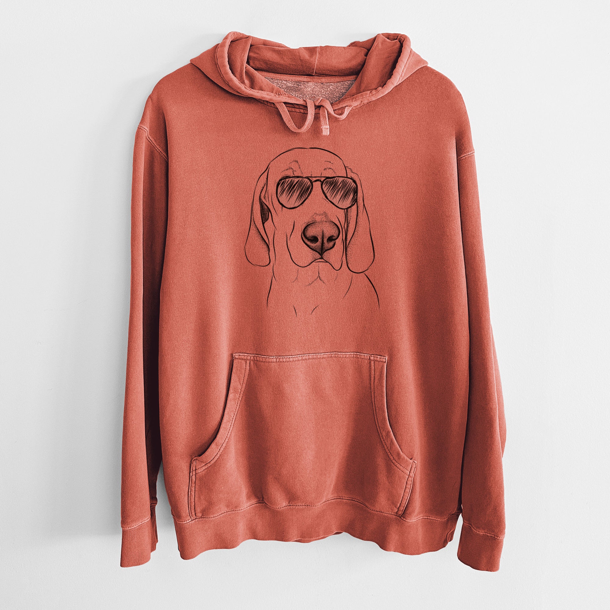 Aviator Beauregard the American Redbone Coonhound - Unisex Pigment Dyed Hoodie