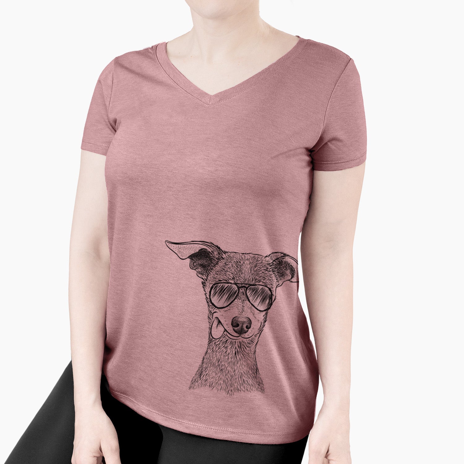 Aviator Bebe the Chihuahua - Women's V-neck Shirt