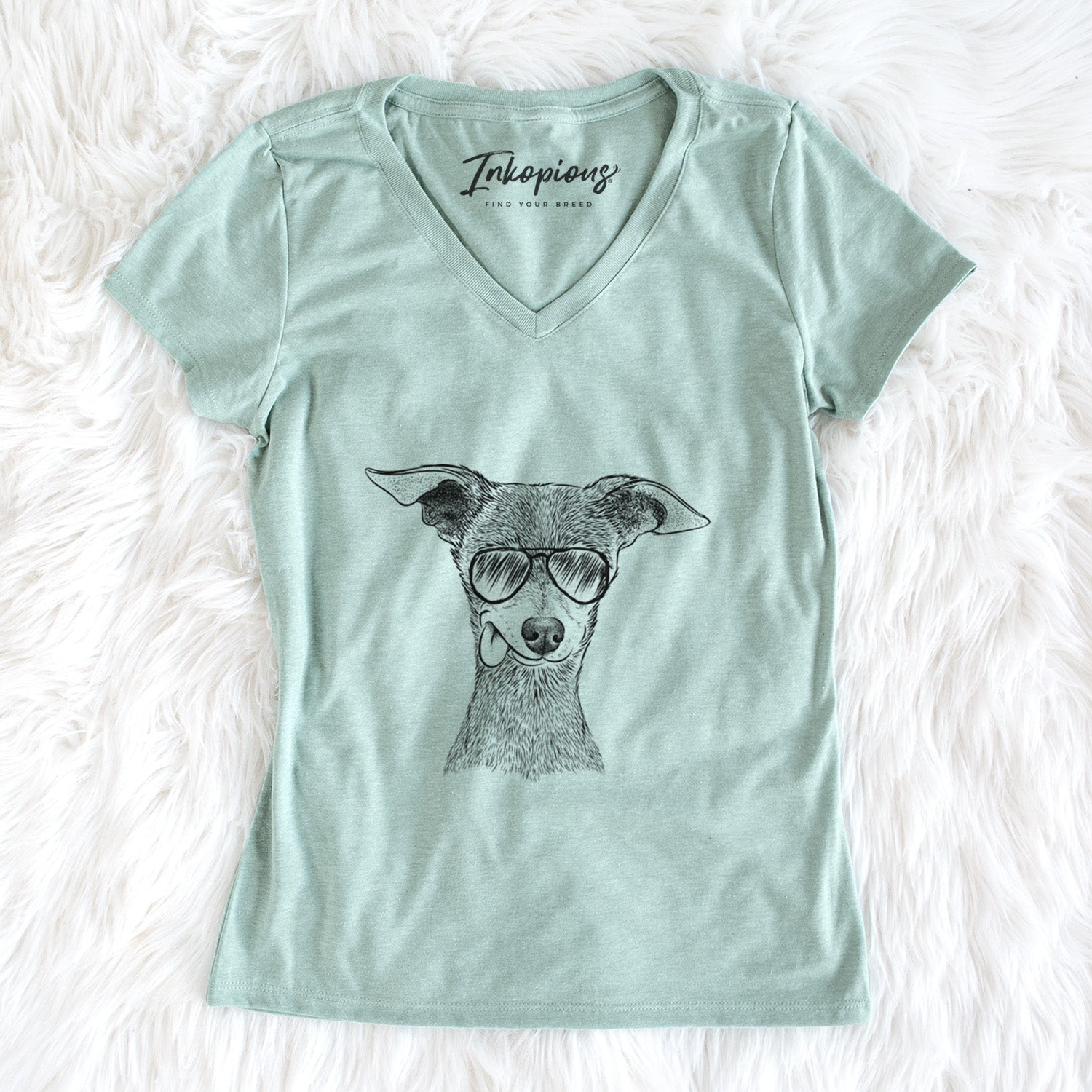 Aviator Bebe the Chihuahua - Women's V-neck Shirt