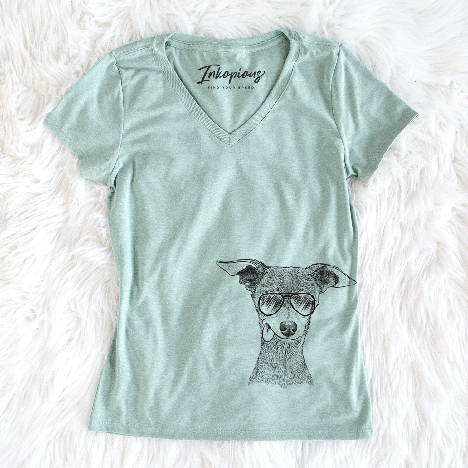 Aviator Bebe the Chihuahua - Women's V-neck Shirt