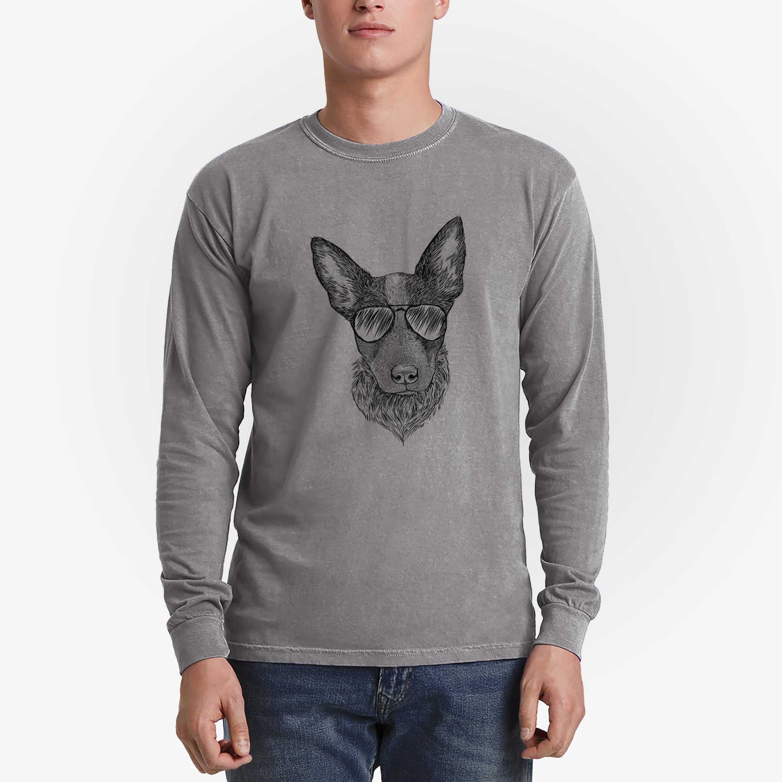 Aviator Bella the Blue Heeler Puppy - Men's Heavyweight 100% Cotton Long Sleeve