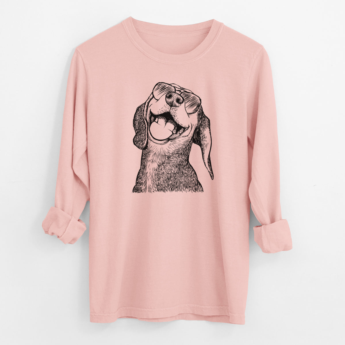 Aviator Belle the Hound Mix - Men's Heavyweight 100% Cotton Long Sleeve