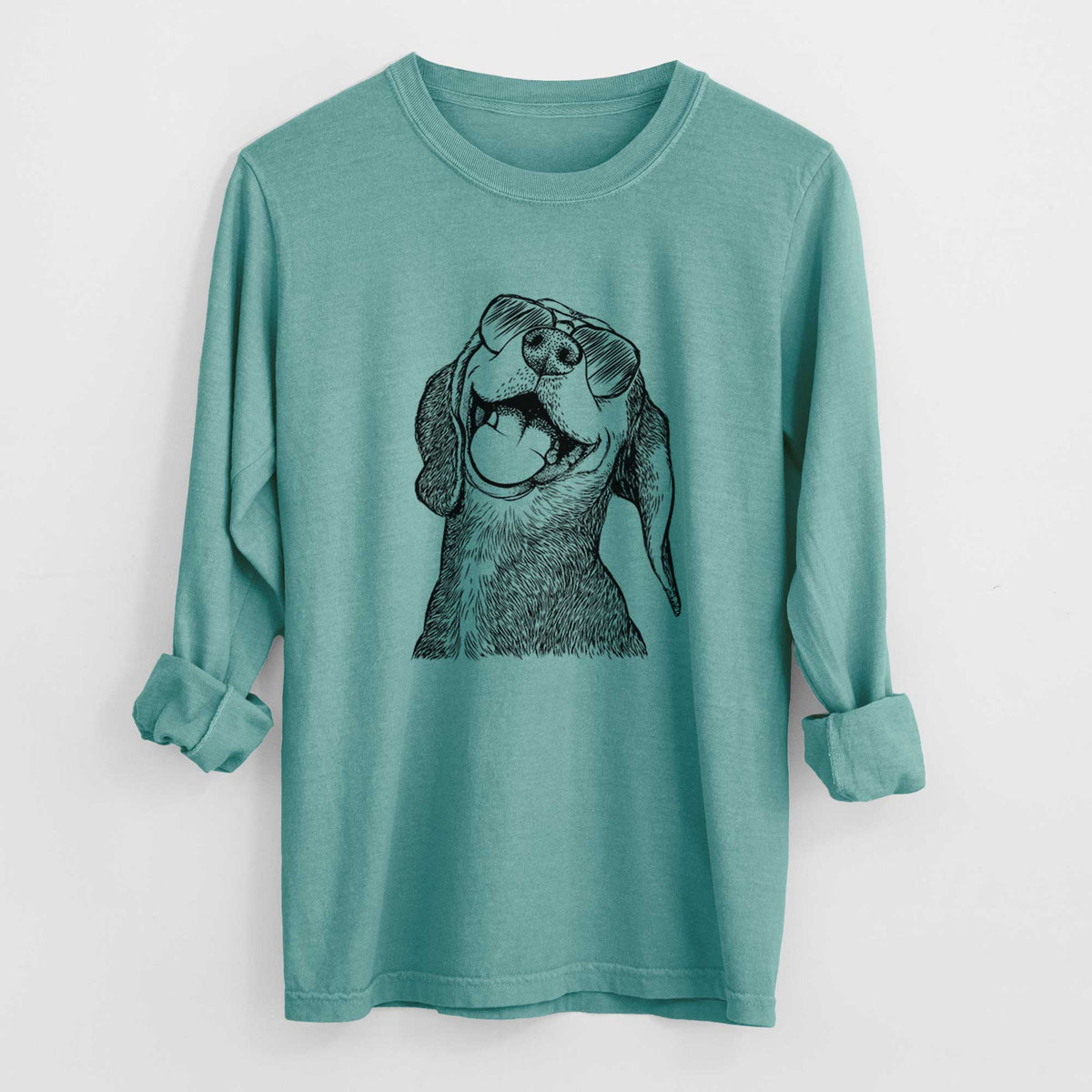 Aviator Belle the Hound Mix - Men's Heavyweight 100% Cotton Long Sleeve