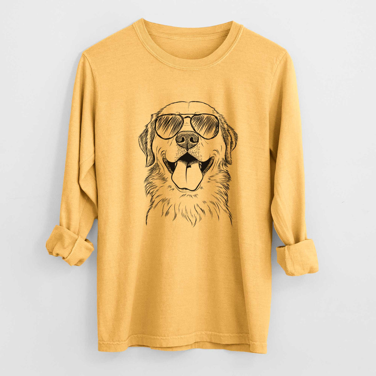 Aviator Bennett the Golden Retriever - Men's Heavyweight 100% Cotton Long Sleeve