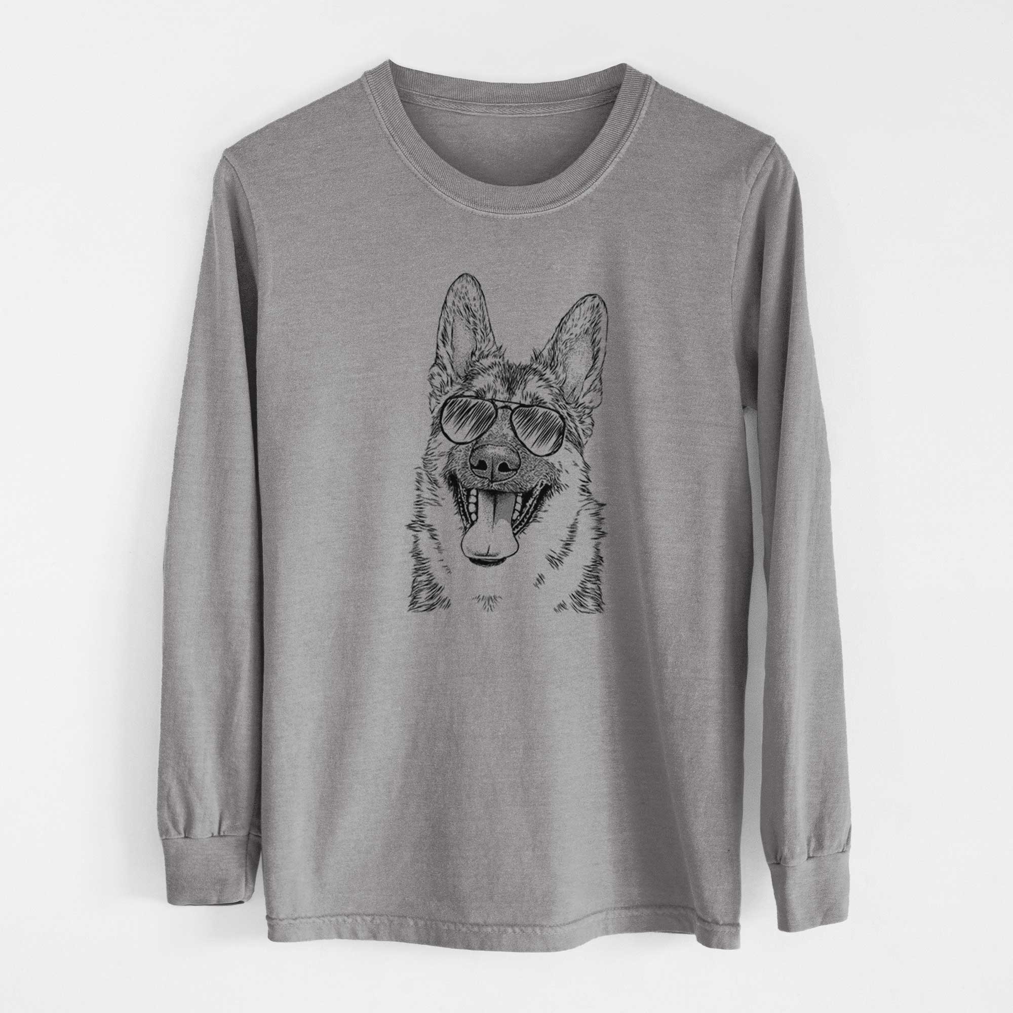 Aviator Benson the German Shepherd - Men's Heavyweight 100% Cotton Long Sleeve