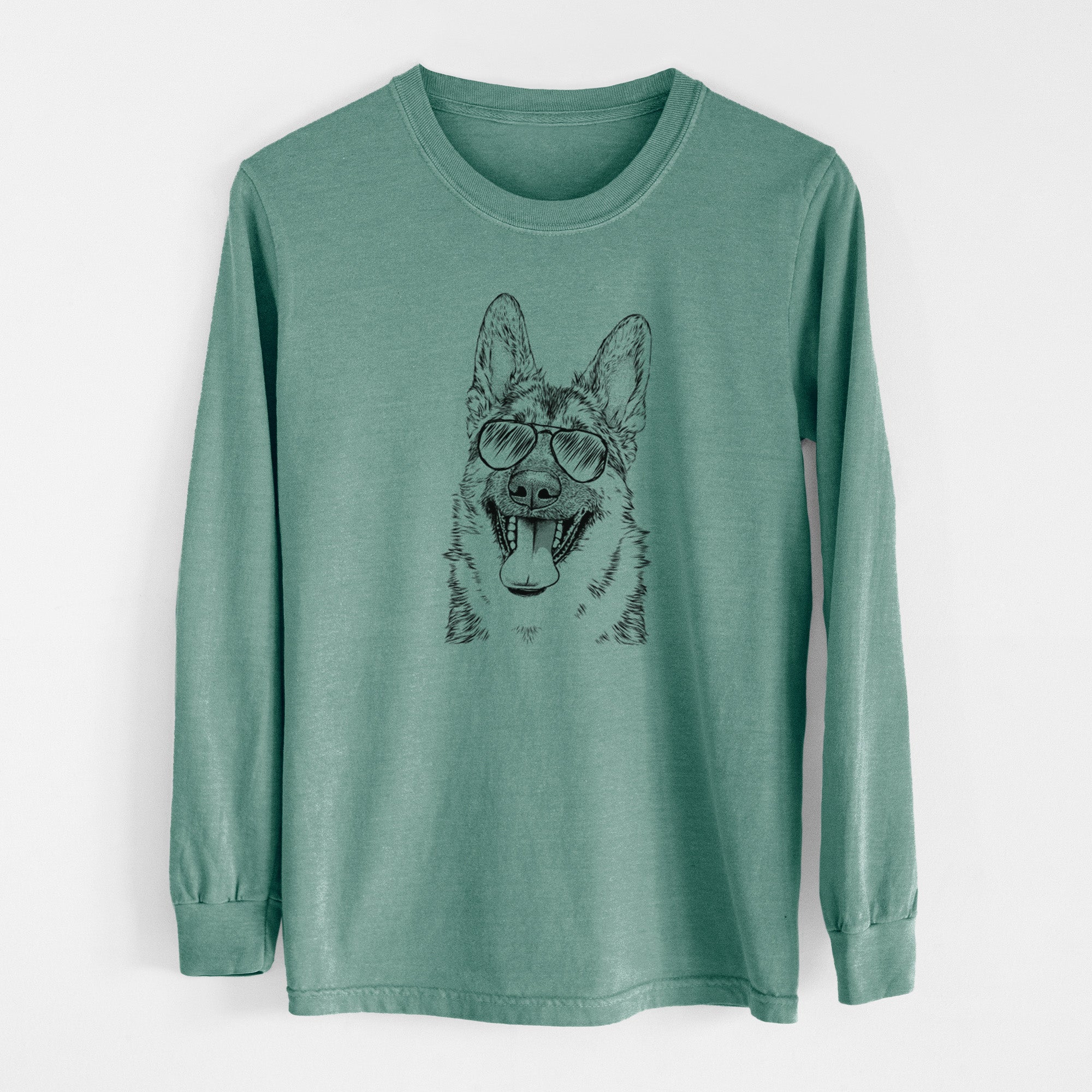 Aviator Benson the German Shepherd - Men's Heavyweight 100% Cotton Long Sleeve