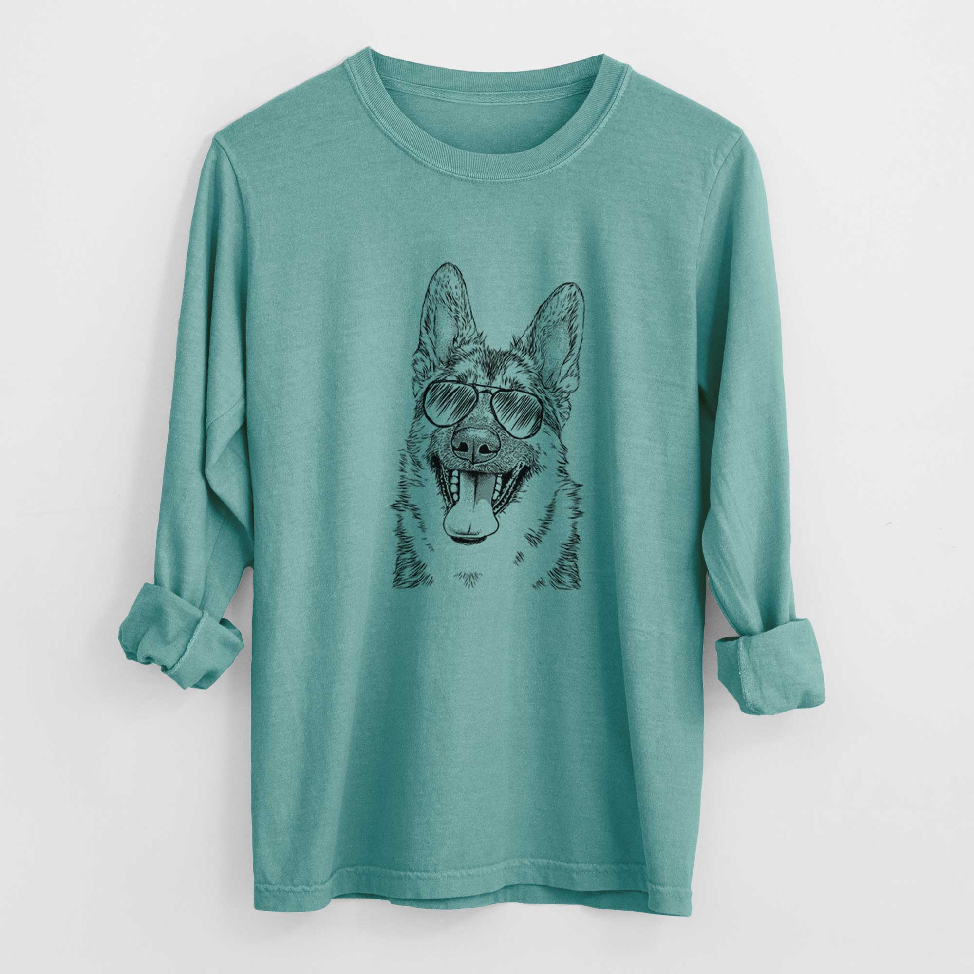 Aviator Benson the German Shepherd - Men's Heavyweight 100% Cotton Long Sleeve