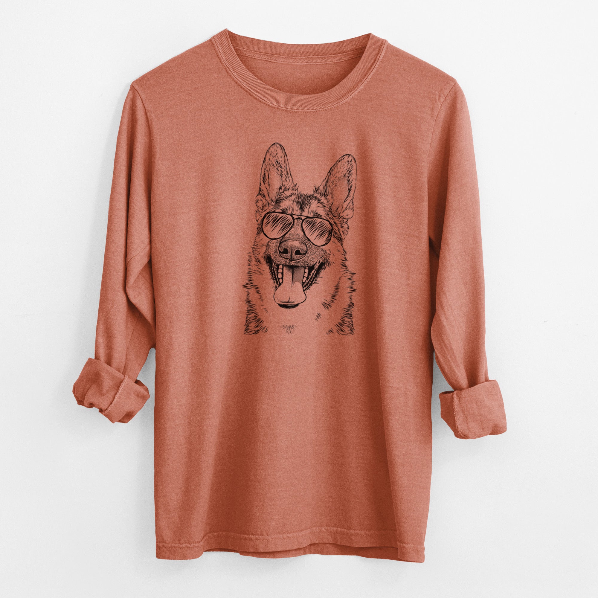 Aviator Benson the German Shepherd - Men's Heavyweight 100% Cotton Long Sleeve