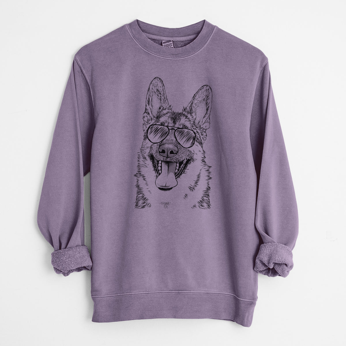 Aviator Benson the German Shepherd - Unisex Pigment Dyed Crew Sweatshirt