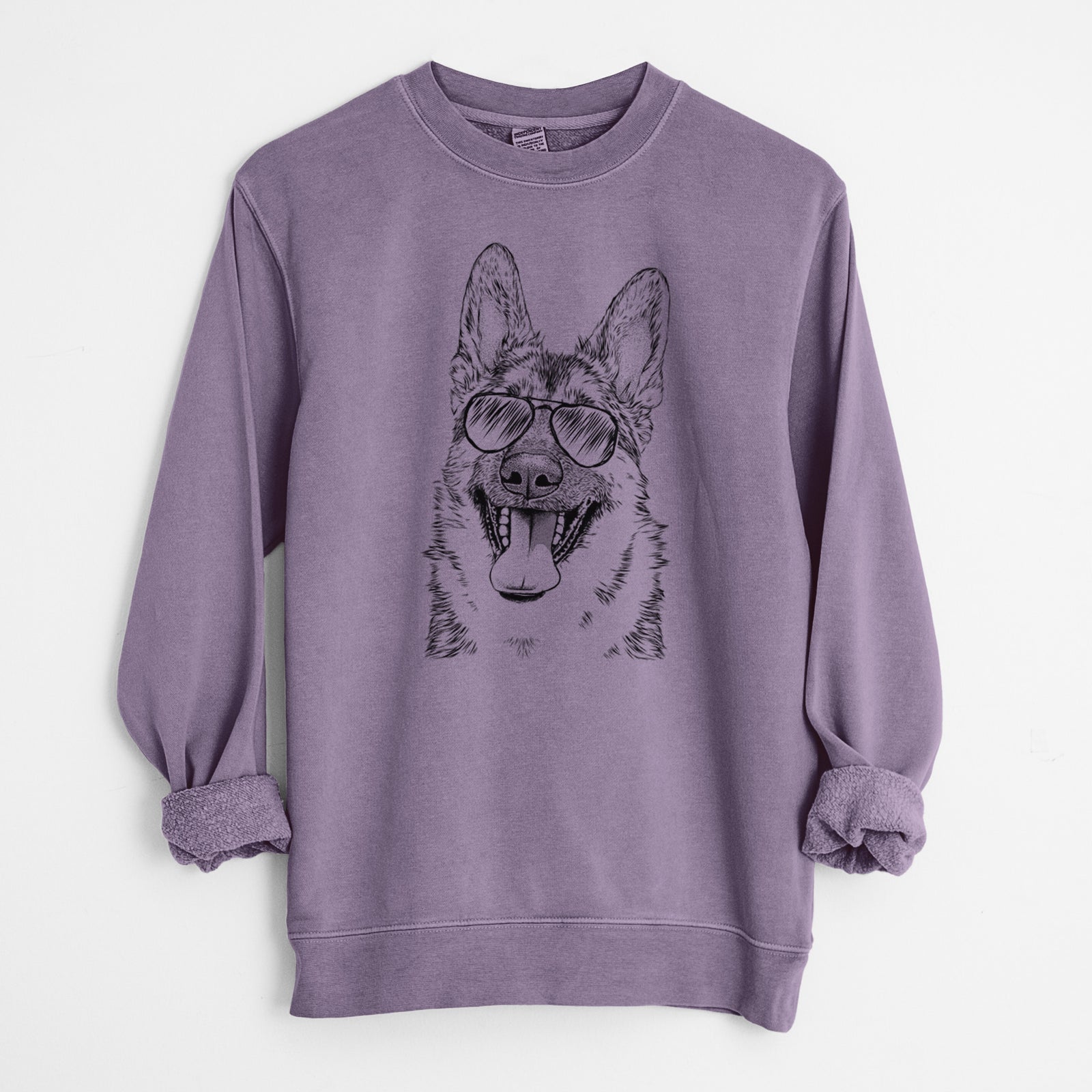 Aviator Benson the German Shepherd - Unisex Pigment Dyed Crew Sweatshirt