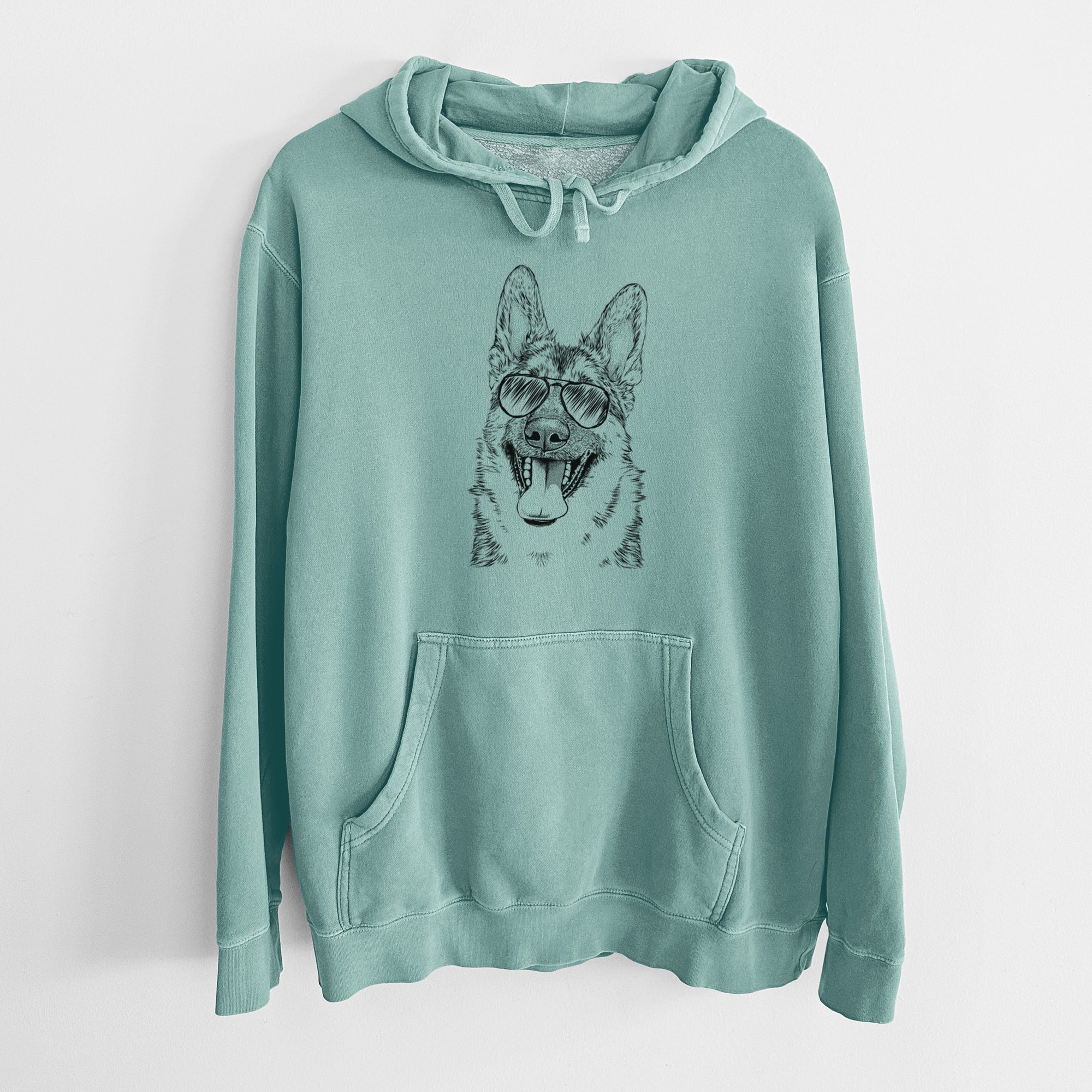 Aviator Benson the German Shepherd - Unisex Pigment Dyed Hoodie