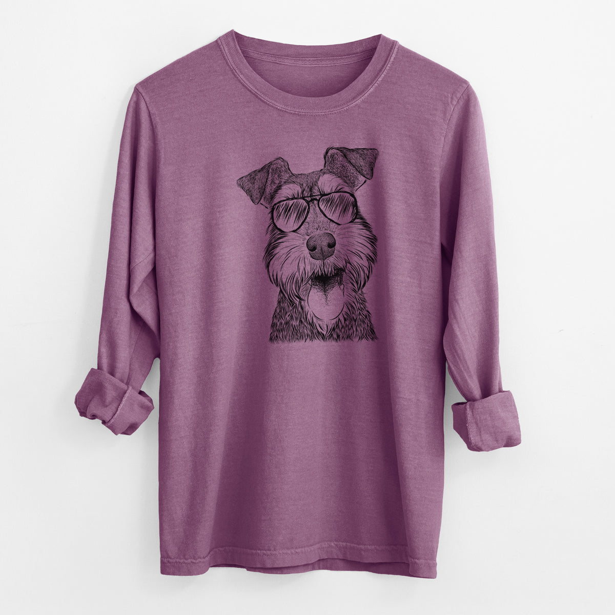 Aviator Bernadette the Mini Schnauzer - Men's Heavyweight 100% Cotton Long Sleeve