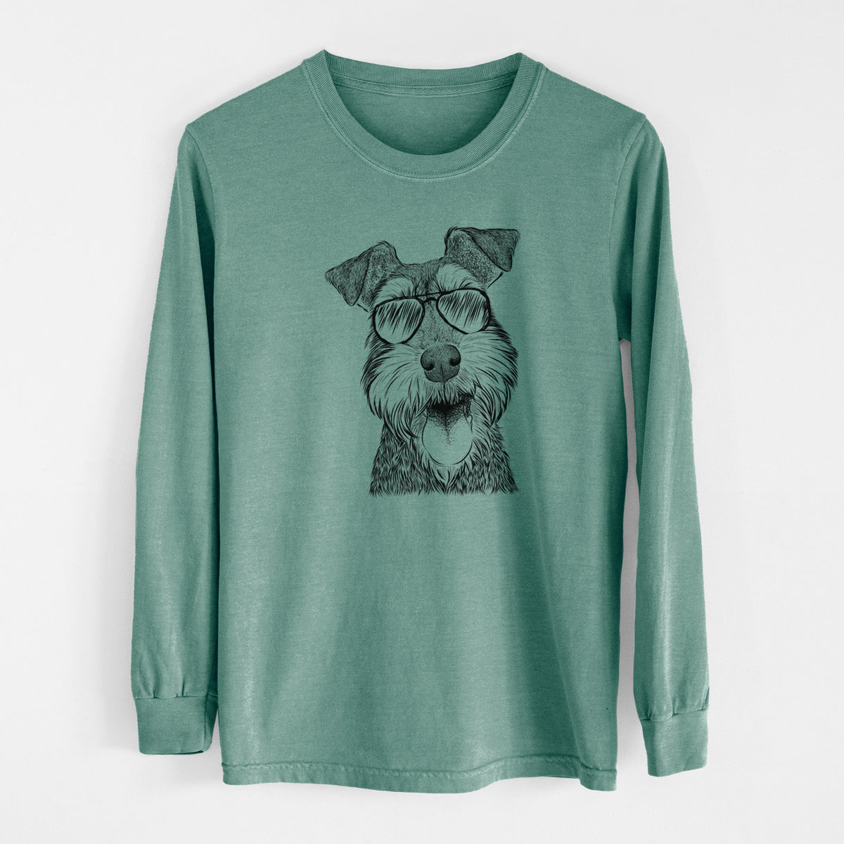 Aviator Bernadette the Mini Schnauzer - Men's Heavyweight 100% Cotton Long Sleeve
