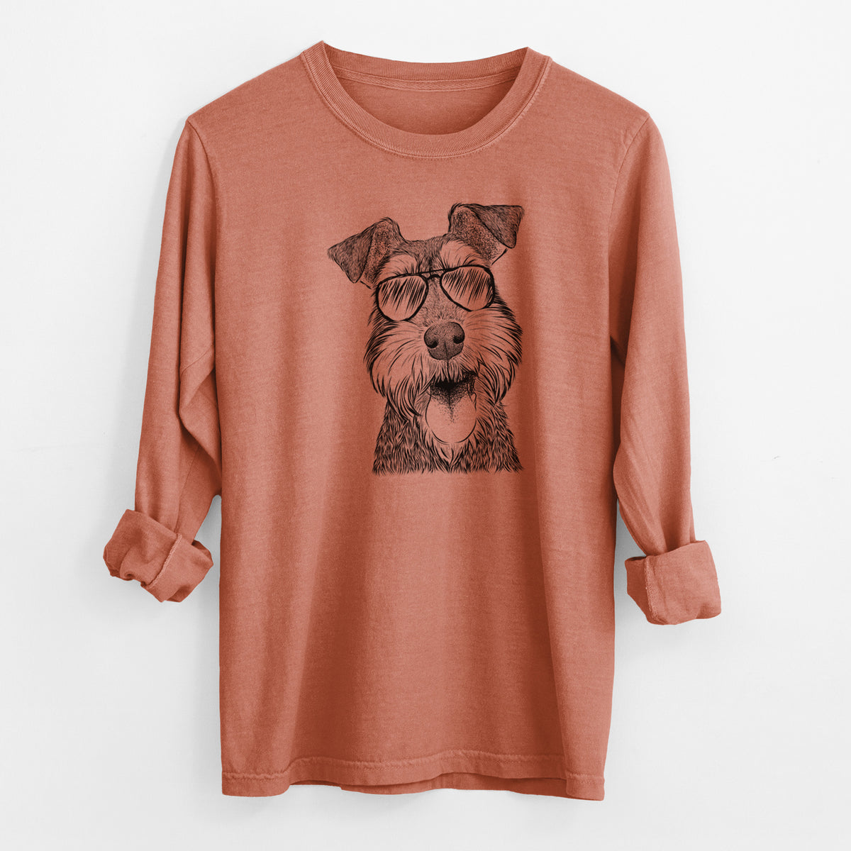 Aviator Bernadette the Mini Schnauzer - Men's Heavyweight 100% Cotton Long Sleeve