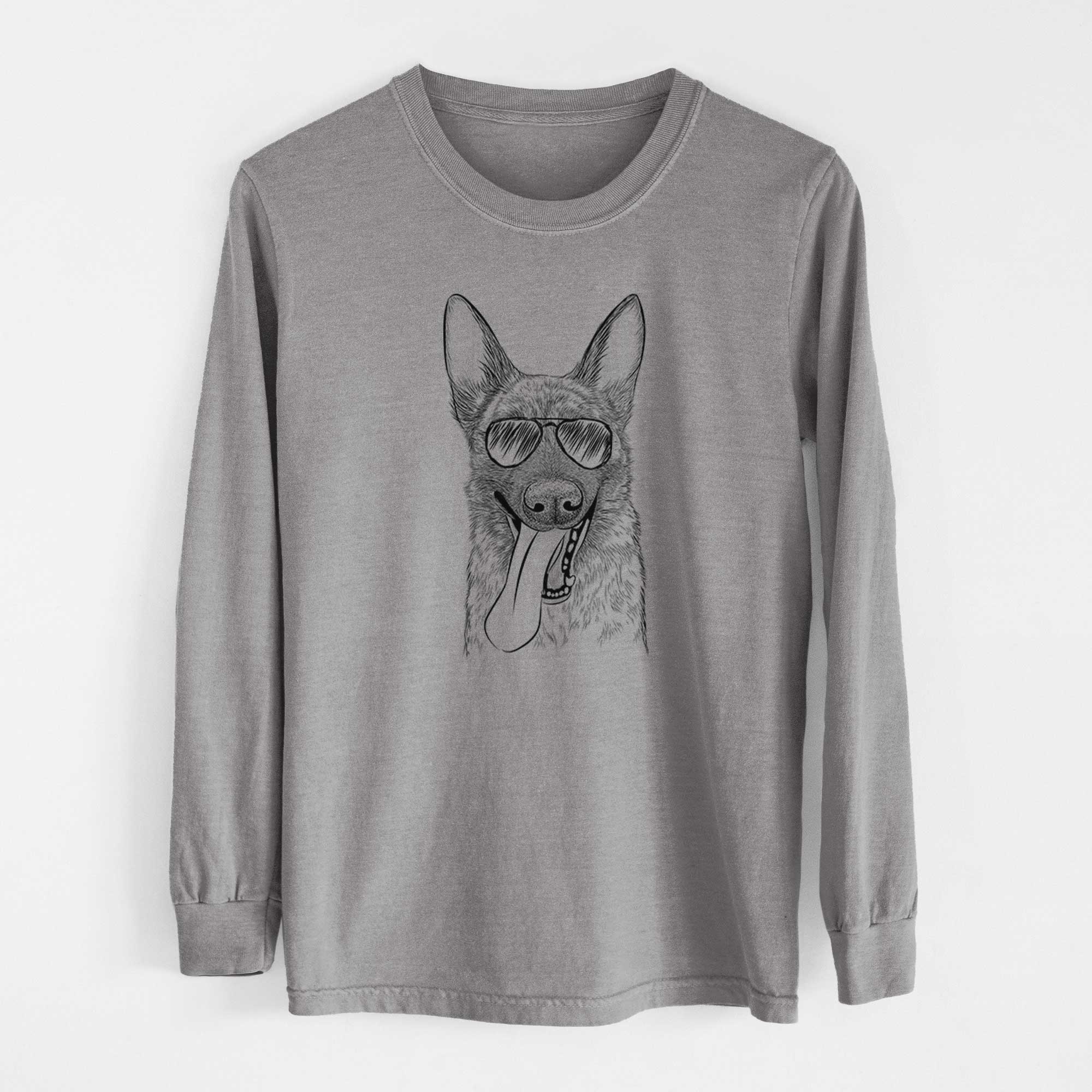 Aviator Bessa the Dutch Shepherd - Men's Heavyweight 100% Cotton Long Sleeve