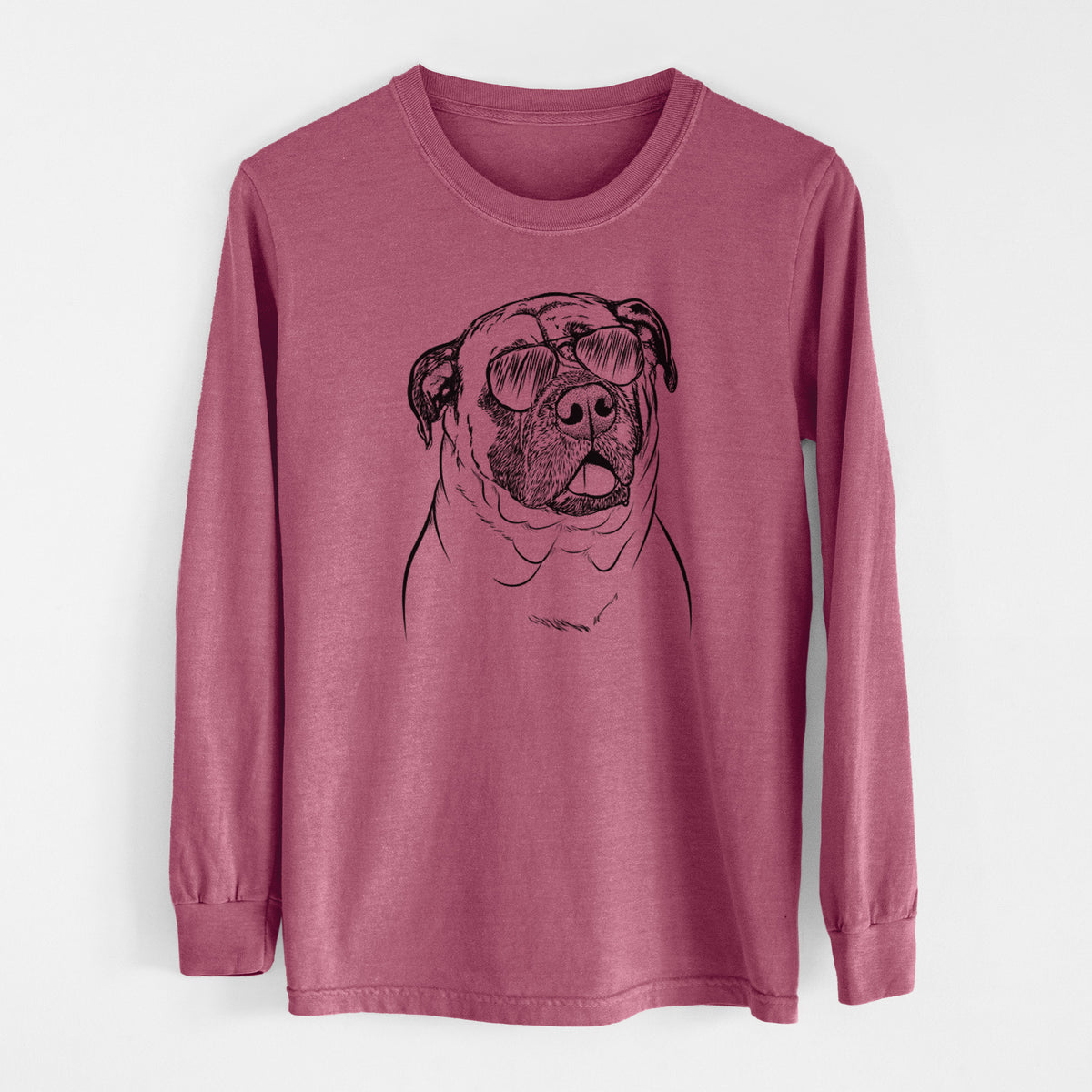 Aviator Big P the English Mastiff - Men's Heavyweight 100% Cotton Long Sleeve