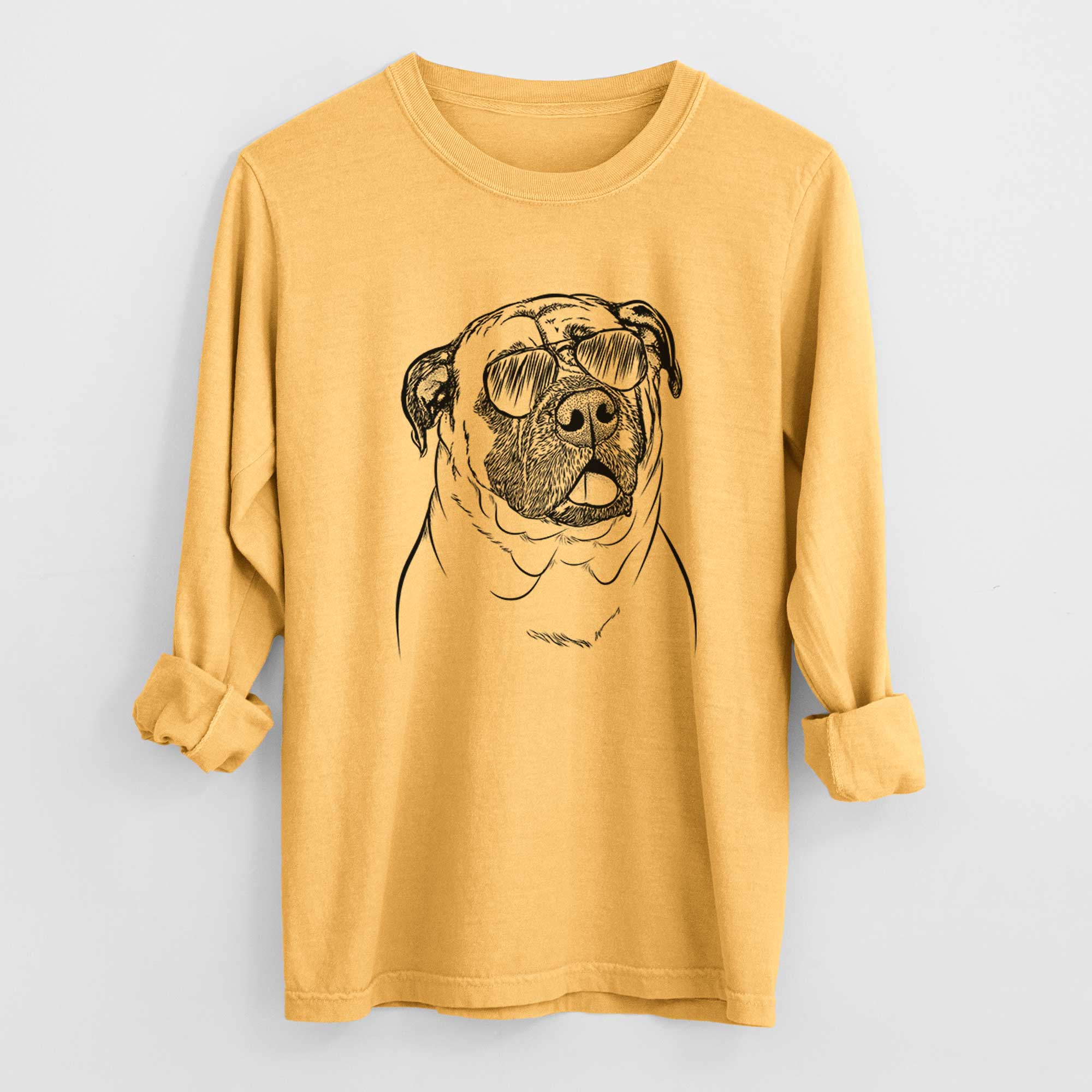 Aviator Big P the English Mastiff - Men's Heavyweight 100% Cotton Long Sleeve