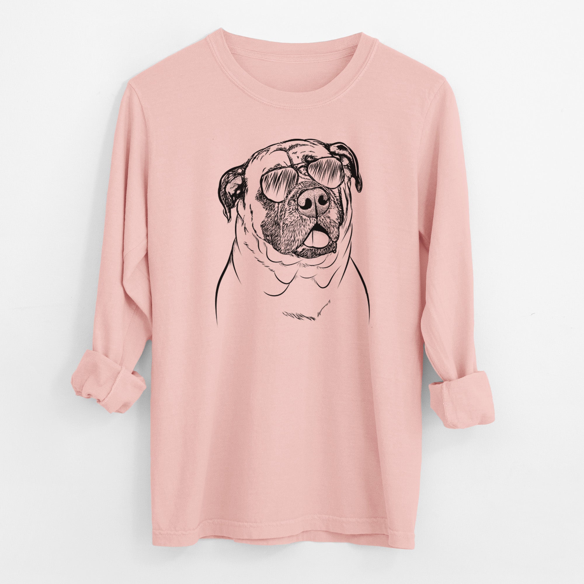 Aviator Big P the English Mastiff - Men's Heavyweight 100% Cotton Long Sleeve
