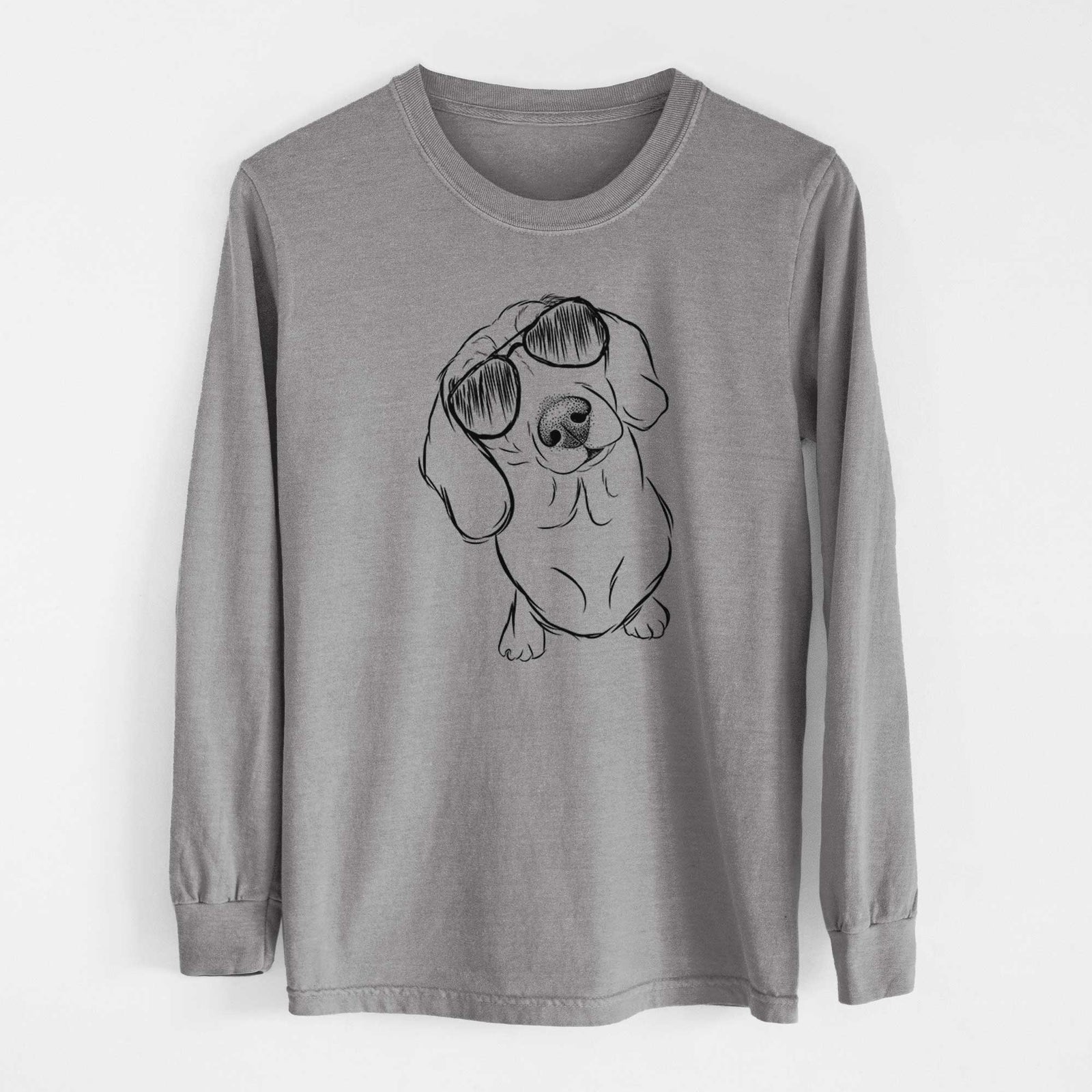 Aviator Bill the Dachshund - Men's Heavyweight 100% Cotton Long Sleeve