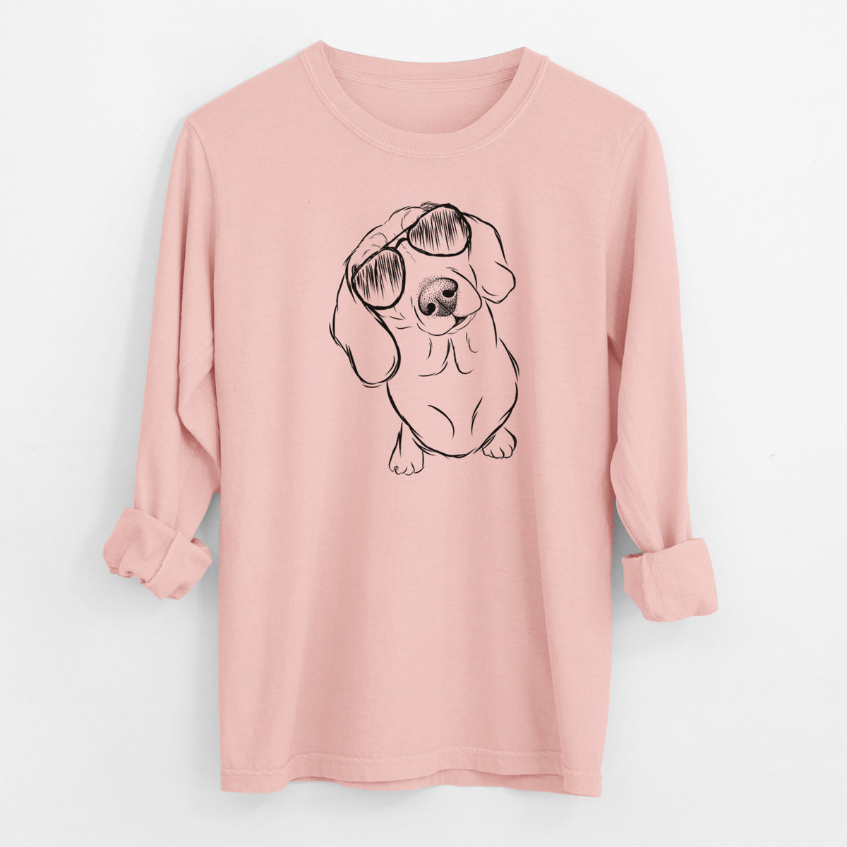 Aviator Bill the Dachshund - Men's Heavyweight 100% Cotton Long Sleeve